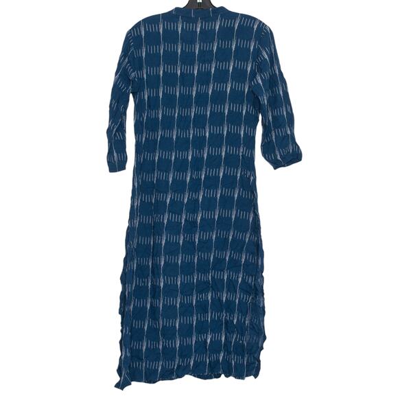 Dress Embroidered Boho Artsy Folk Whimsical Cottage Ethnic Slits Blue Large 40 - Picture 2 of 5